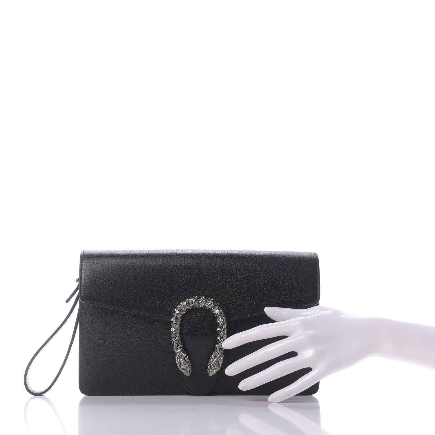 Gucci Dollar Calfskin Crystal Dionysus Clutch Wristlet Black Black Diamond 2 of 10