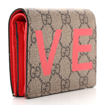 Gucci GG Supreme Monogram Moon Calfskin Love Valentines Day Card Case Beige Ebony New Geranium 3 of 12