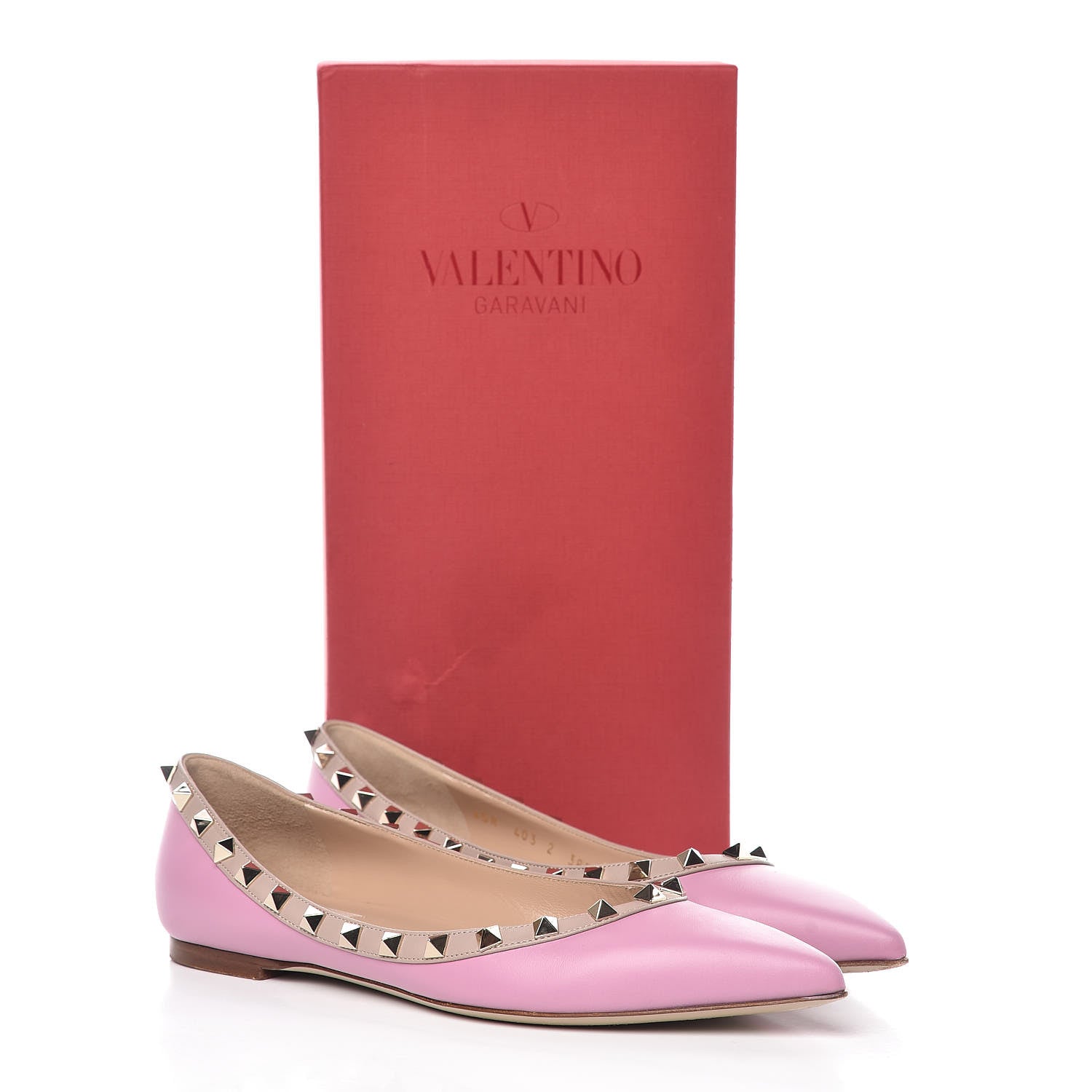 Valentino Garavani Calfskin Nappa Rockstud Ballerina Flats 38.5 Giacinto Poudre 15 of 15