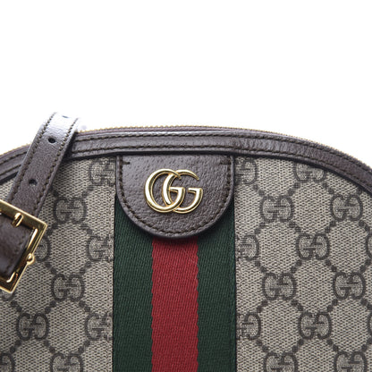 Gucci GG Supreme Monogram Textured Dollar Calfskin Web Small Ophidia Dome Shoulder Bag Beige Ebony New Acero 11 of 11