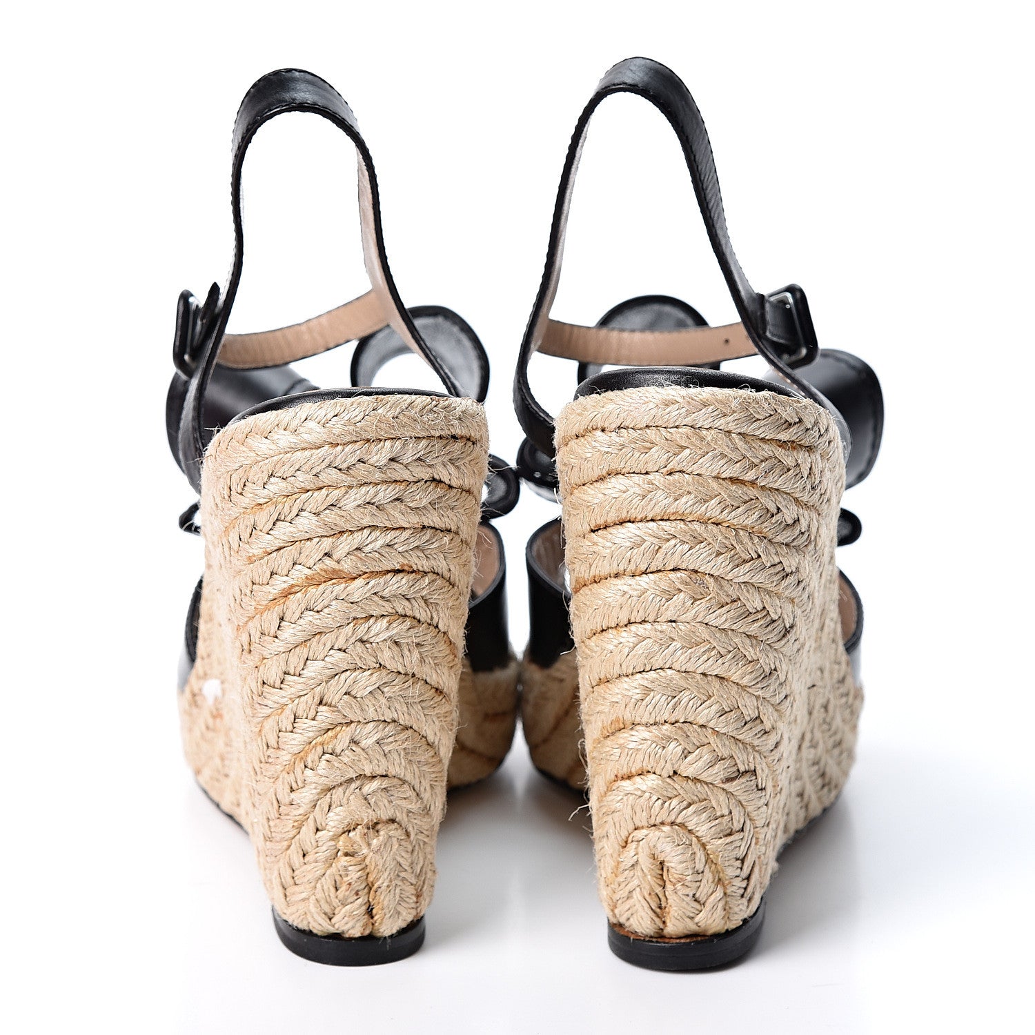 Valentino Garavani Nappa Bow Espadrille Wedge Sandals 38 Black 5 of 11