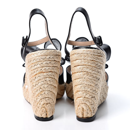 Valentino Garavani Nappa Bow Espadrille Wedge Sandals 38 Black 5 of 11