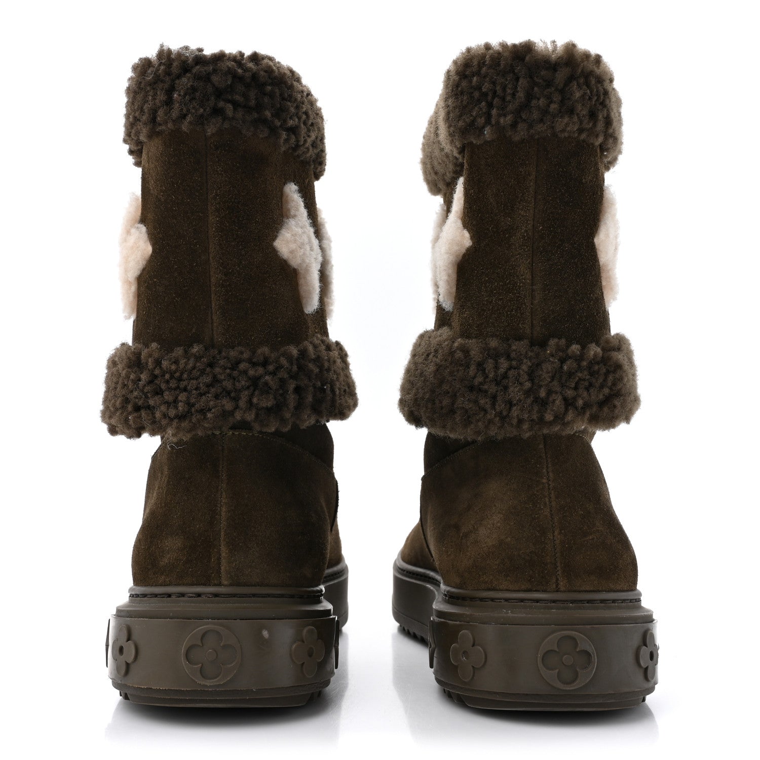 Louis Vuitton Suede Calfskin Shearling Snowdrop Flat Ankle Boot 39.5 Khaki 4 of 9