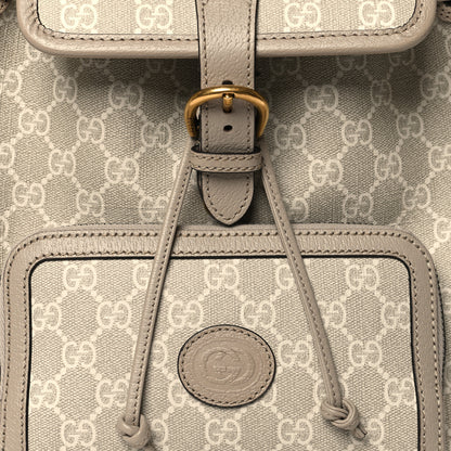 Gucci am Azalea Calfskin Retro Interlocking G Buckle Backpack Beige Mystic White 8 of 11
