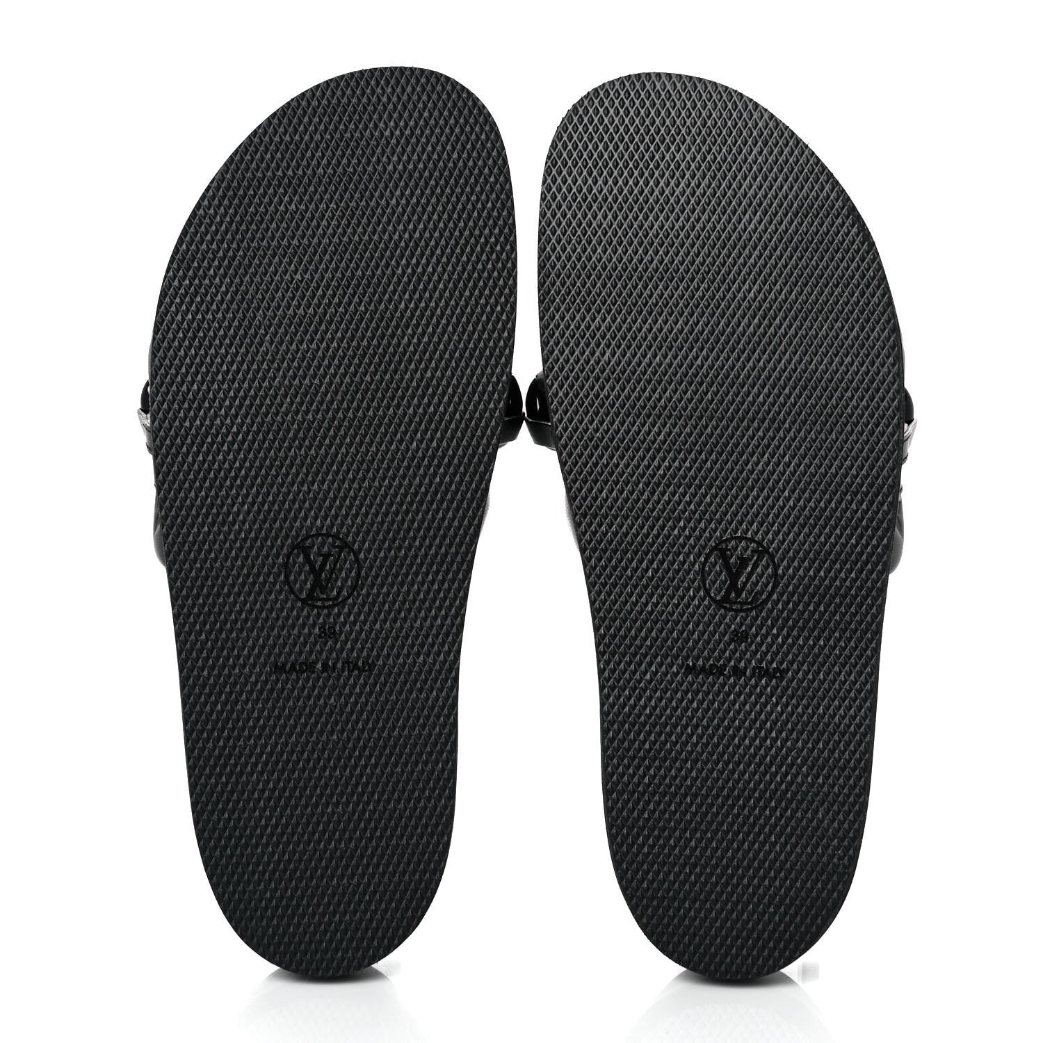 Louis Vuitton Calfskin Embossed Monogram Sunset Flat Comfort Mule 39 Black 5 of 9