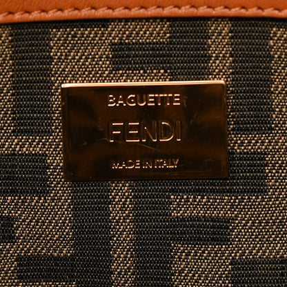 Fendi Raffia Vitello Seta FF Woven Large Baguette Brick Natural 6 of 9