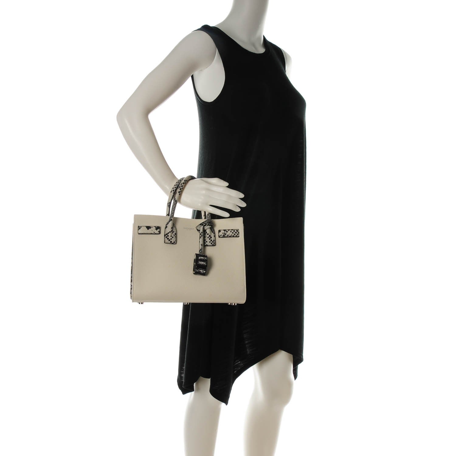 Saint Laurent Grained Calfskin Baby Sac De Jour White Black 2 of 7