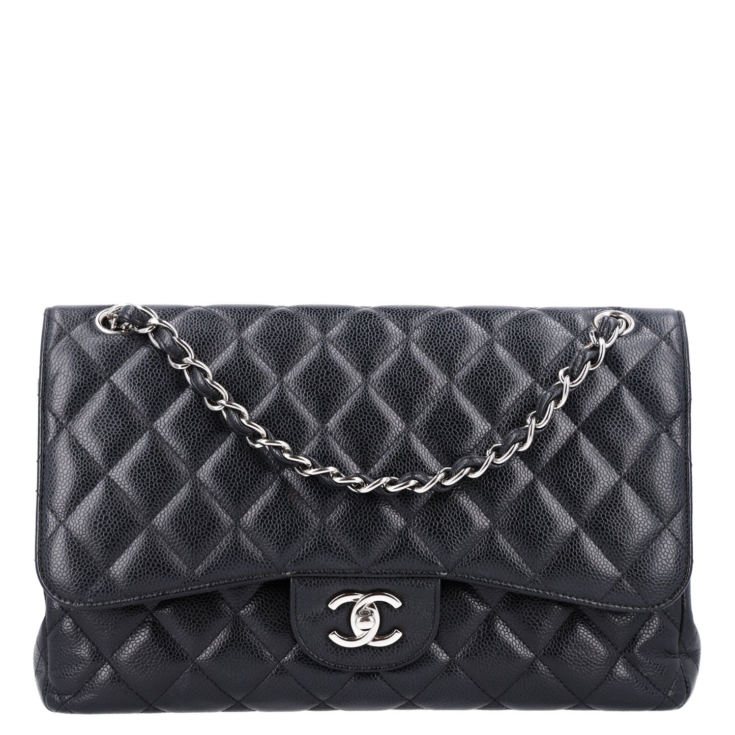 Caviar Quilted Jumbo Double Flap Black