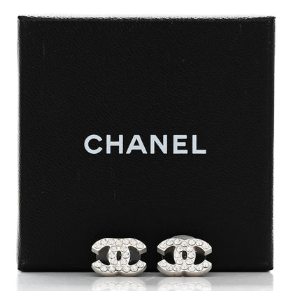 Chanel Crystal Mini Timeless CC Earrings Silver 5 of 5
