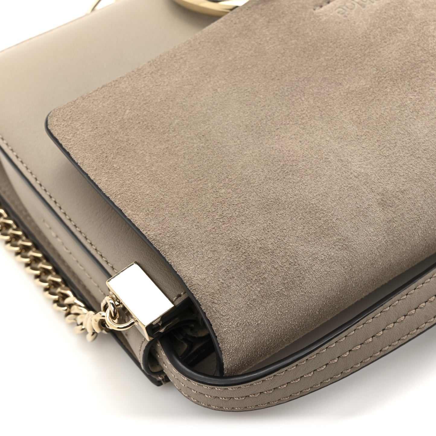 Suede Calfskin Small Faye Shoulder Bag Motty Grey