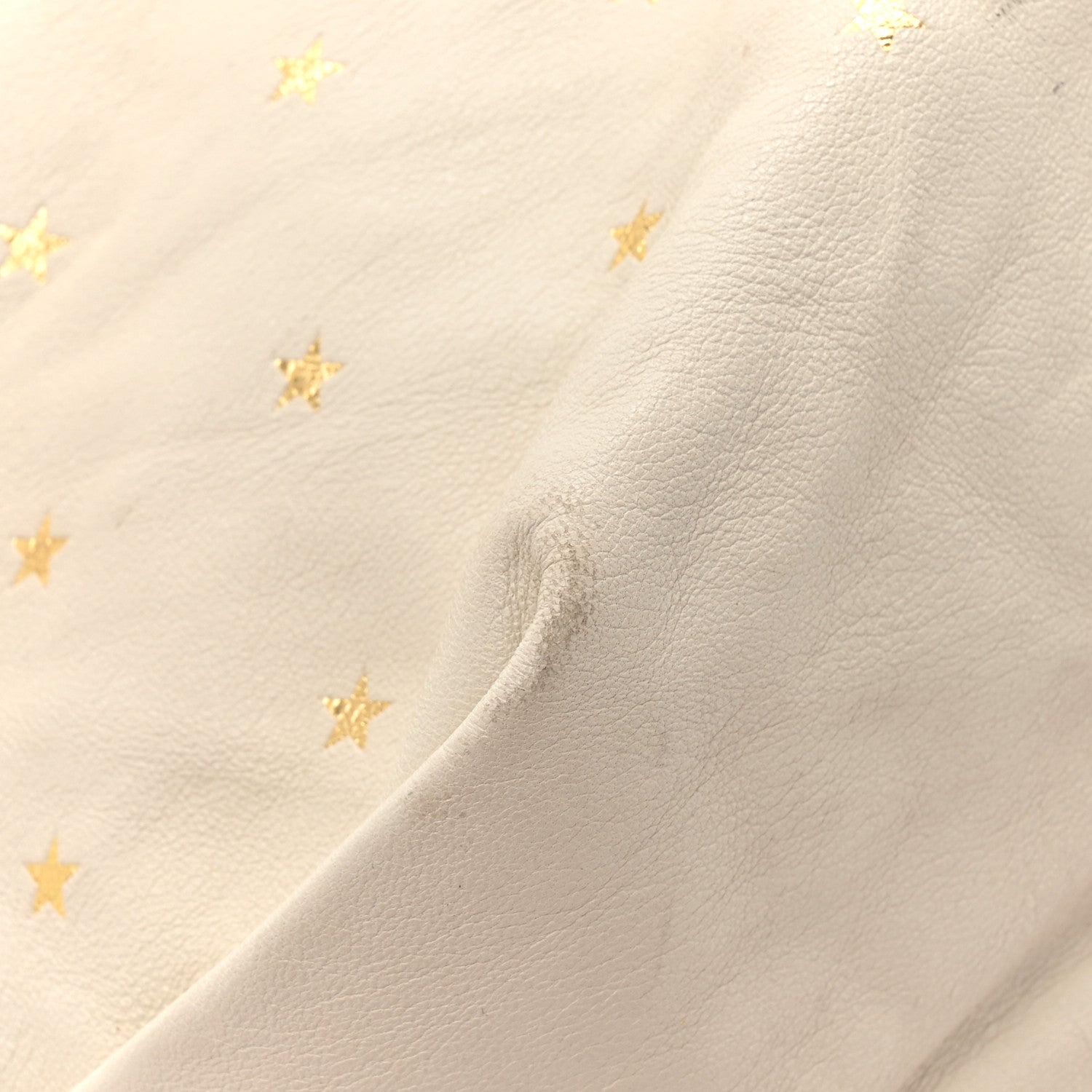 Saint Laurent Lambskin Star Printed Teddy Drawstring Bag White 9 of 12