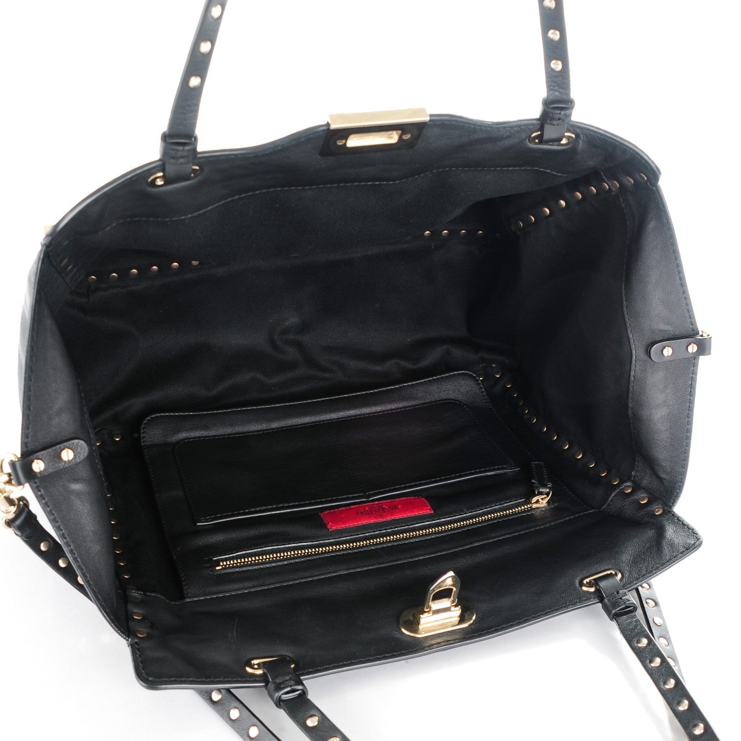 Valentino Garavani Vitello Medium Rockstud Tote Black 5 of 11