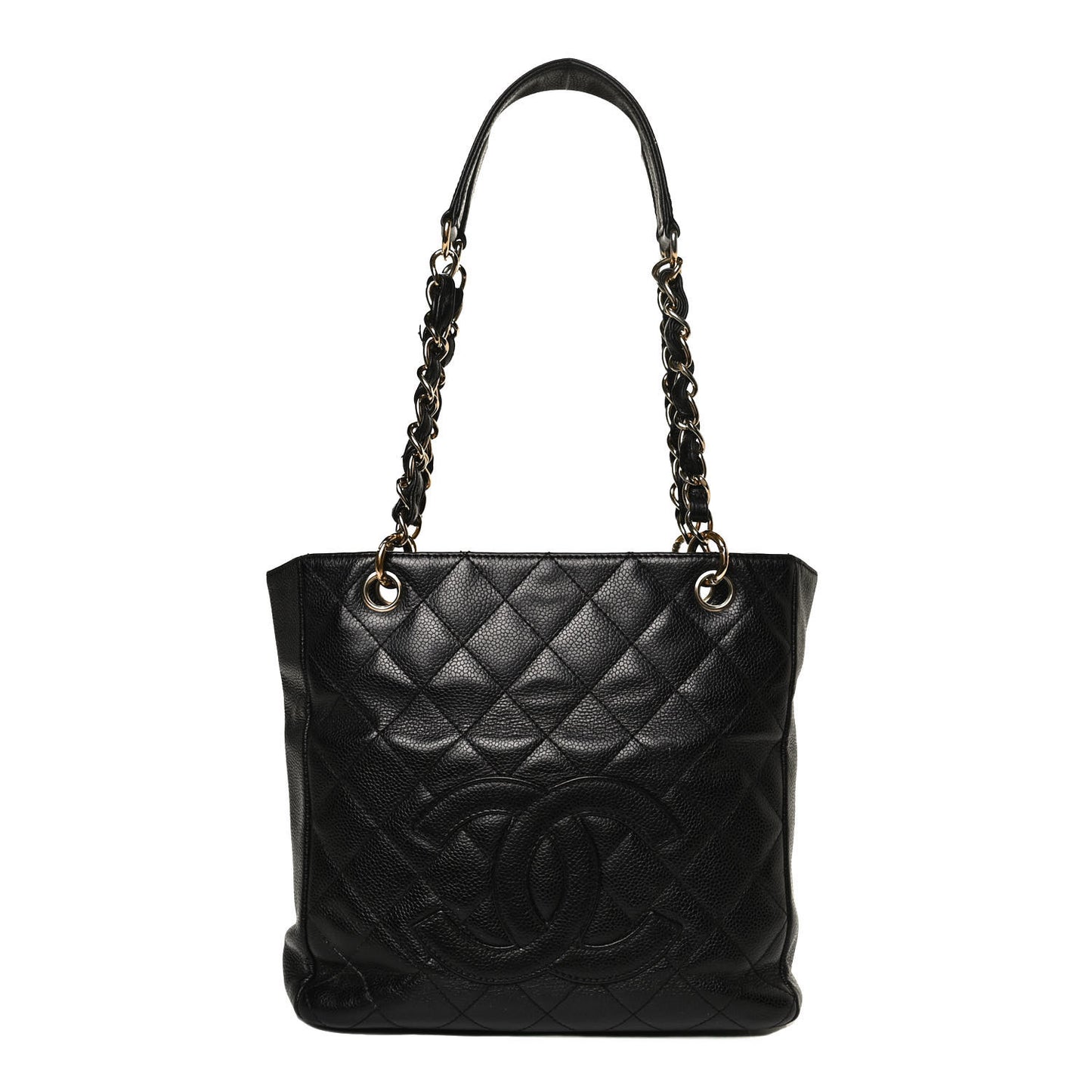 Caviar Quilted Petit Shopping Tote PST Black