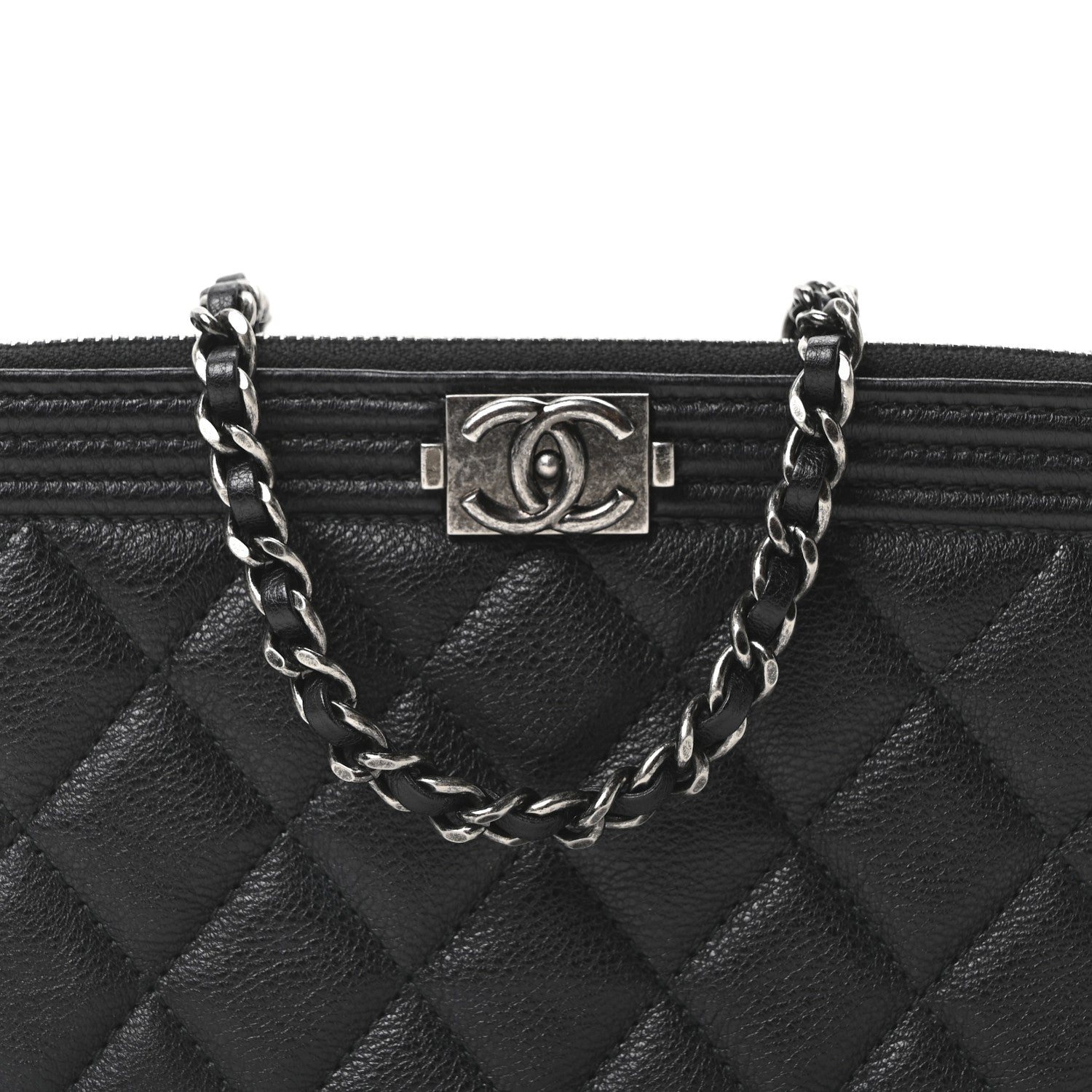 Chanel Grained Calfskin Quilted Boy Phone Holder Wallet On Chain Black 9 of 11