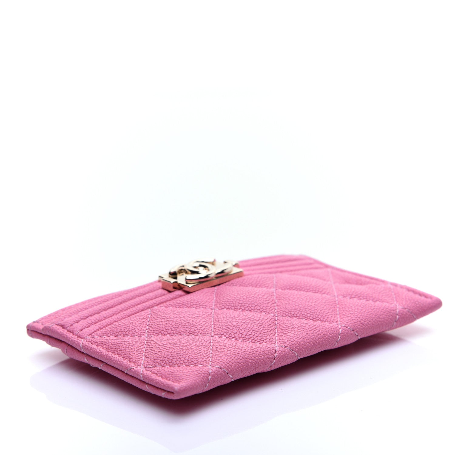Chanel Caviar Quilted Boy Card Holder Pink 5 of 10