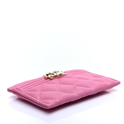 Chanel Caviar Quilted Boy Card Holder Pink 5 of 10