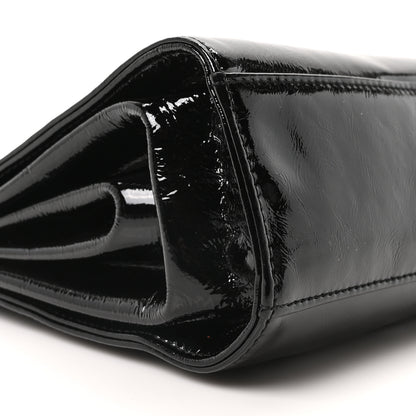 Chanel Patent Mademoiselle Lock Convertible Wrist Clutch Bag Black 9 of 10