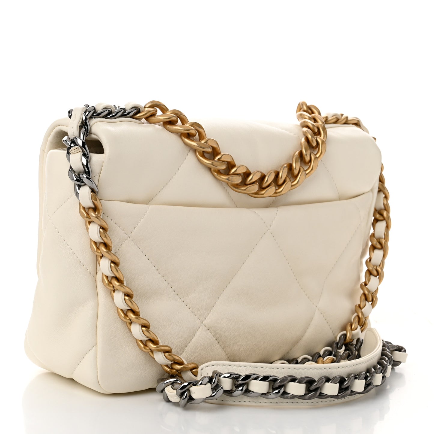 Lambskin Quilted Medium Chanel 19 Flap White