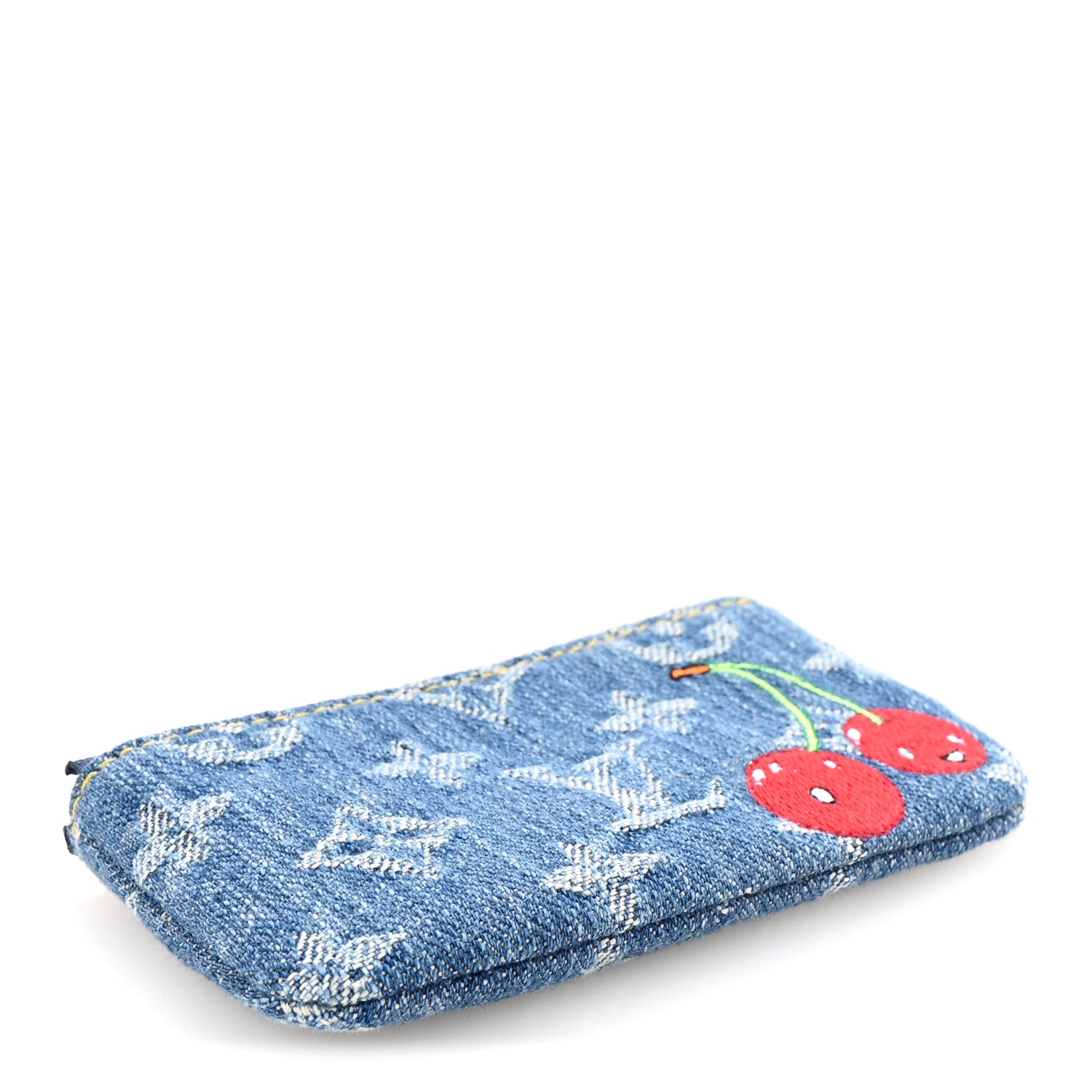 Louis Vuitton LV X TM Monogram Denim Cerises Key Pouch Blue 4 of 7