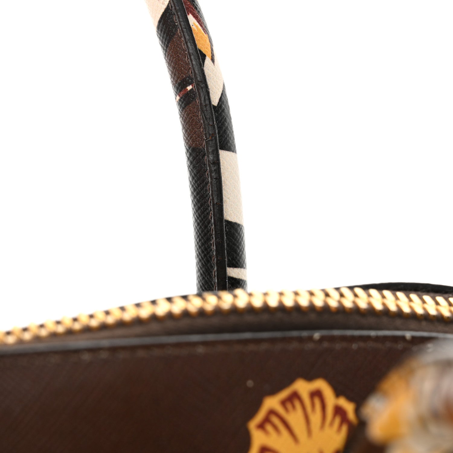 Prada Saffiano Print Top Handle Brown Multicolor 16 of 16