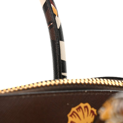 Prada Saffiano Print Top Handle Brown Multicolor 16 of 16