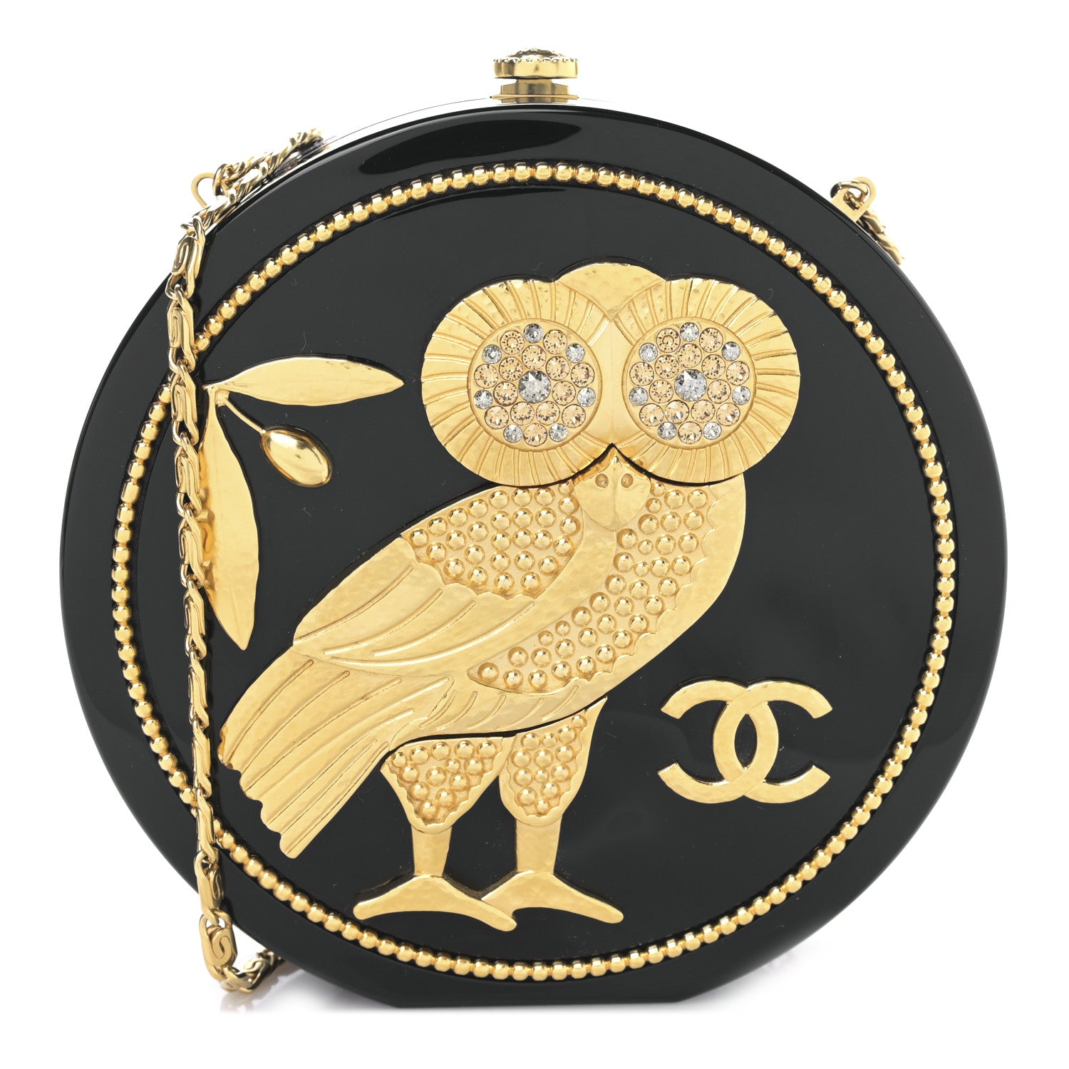 Chanel Resin Crystal CC Owl Black 1 of 9