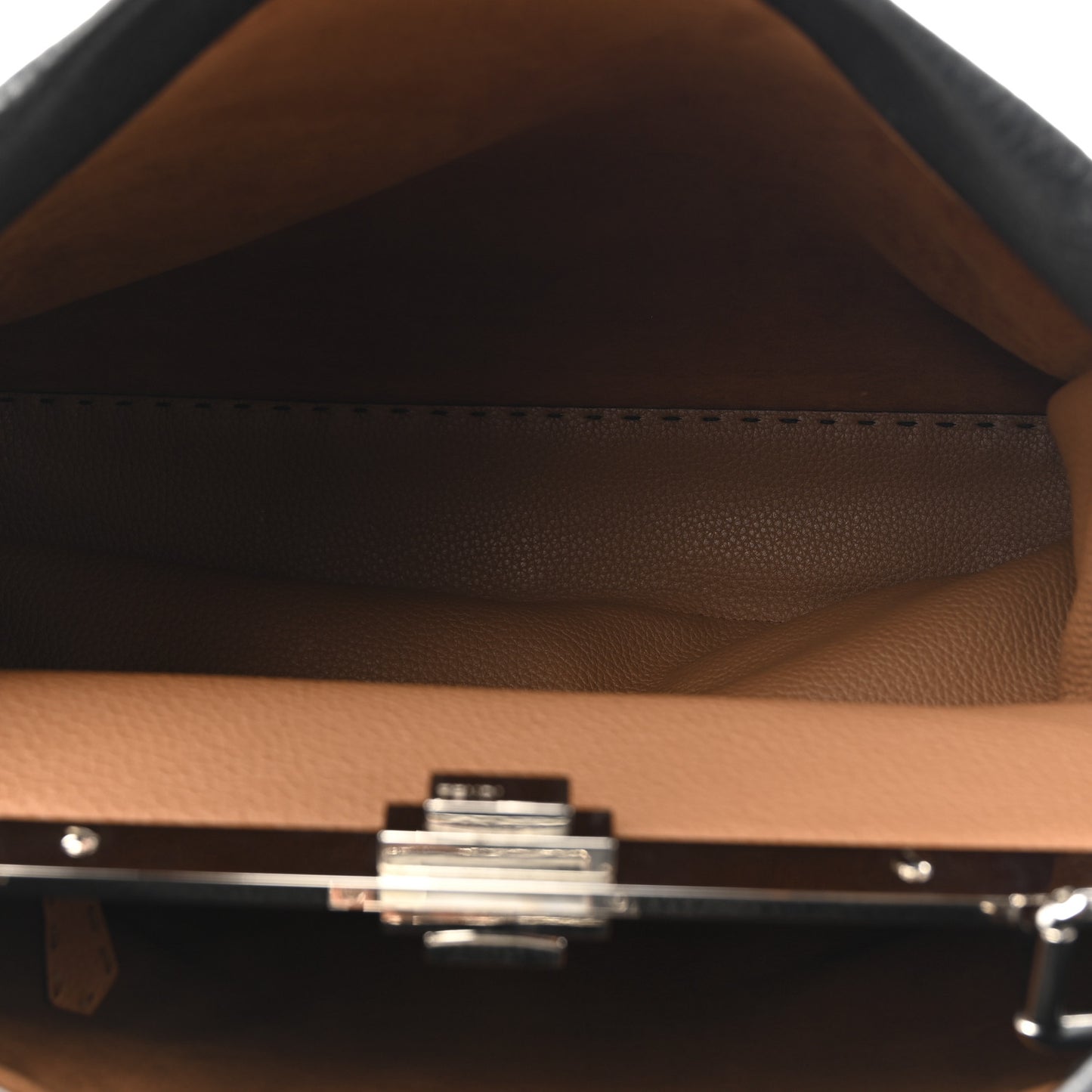 Cuoio Romano Selleria Bi-Color Large Peekaboo Iconic Satchel Black Mou