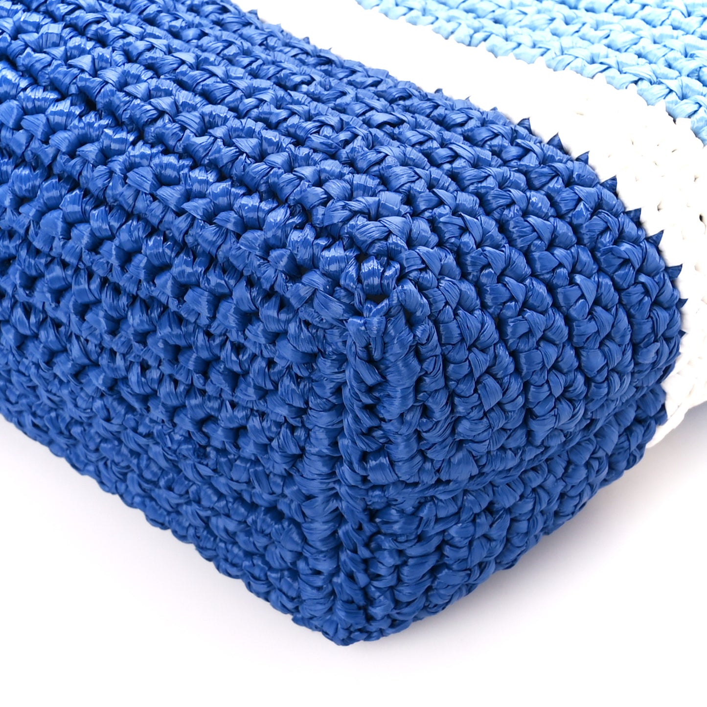 Yarn Raffia Effect Crochet Small Logo Tote Celeste Blue