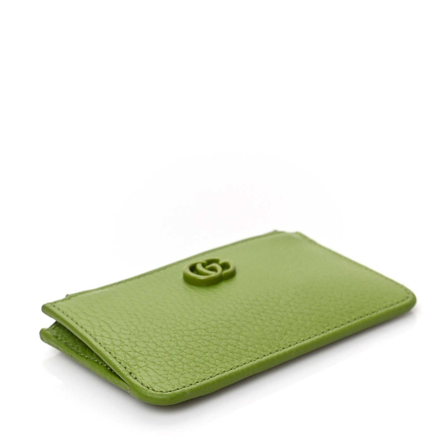 Dollar Calfskin Enamel Monochrome GG Marmont Key Case Card Holder Lemon Leaf