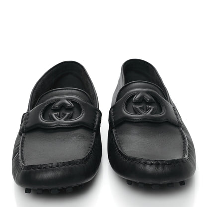 Gucci Soft Clove Calfskin Mens Interlocking G Driver Loafers 9.5 Black 2 of 9