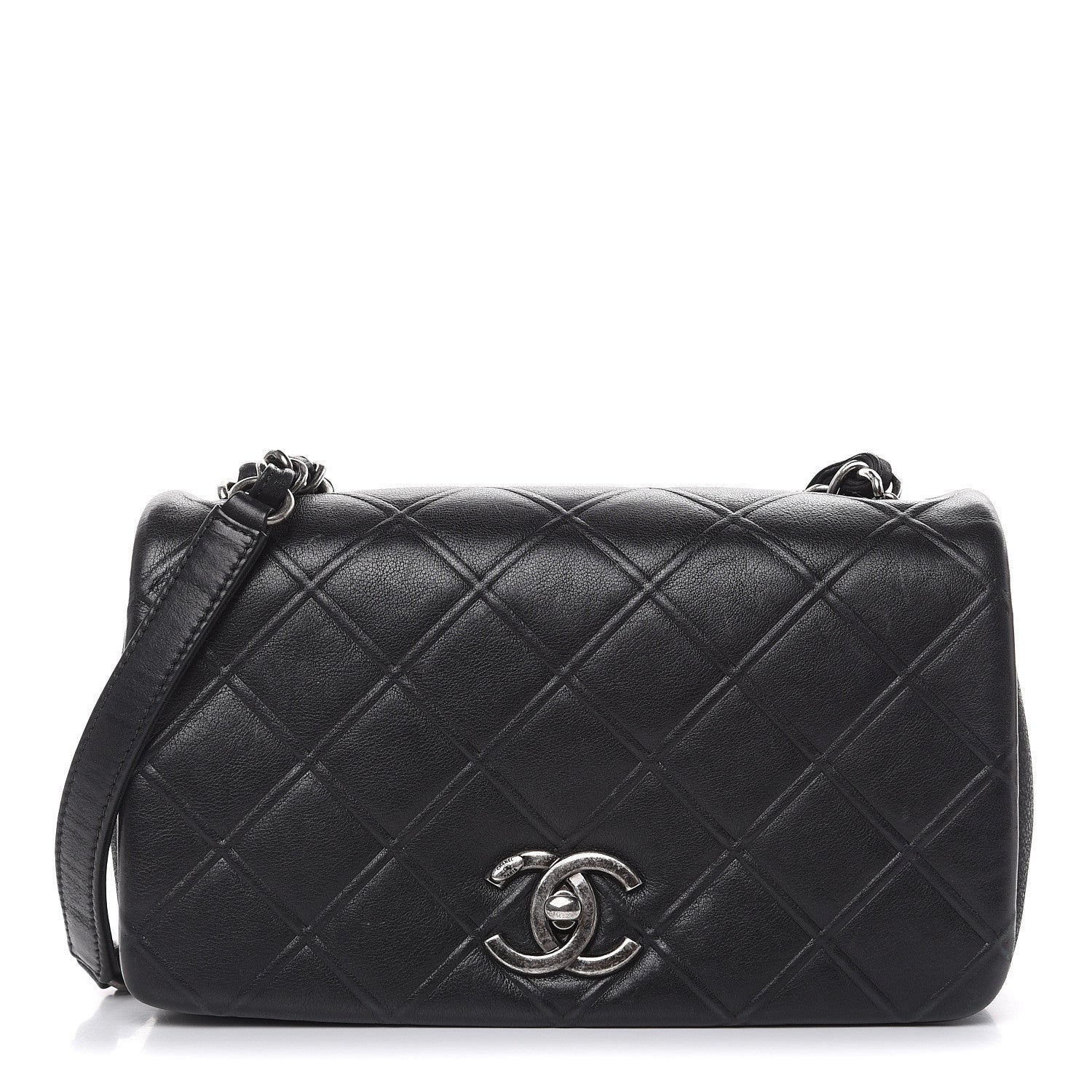 Chanel Calfskin Diamond Embossed New Chic Flap Black 1 of 18