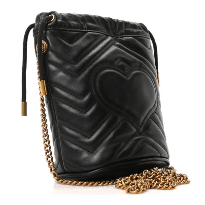 Gucci Calfskin Matelasse Mini GG Marmont 2.0 Bucket Bag Black 3 of 9