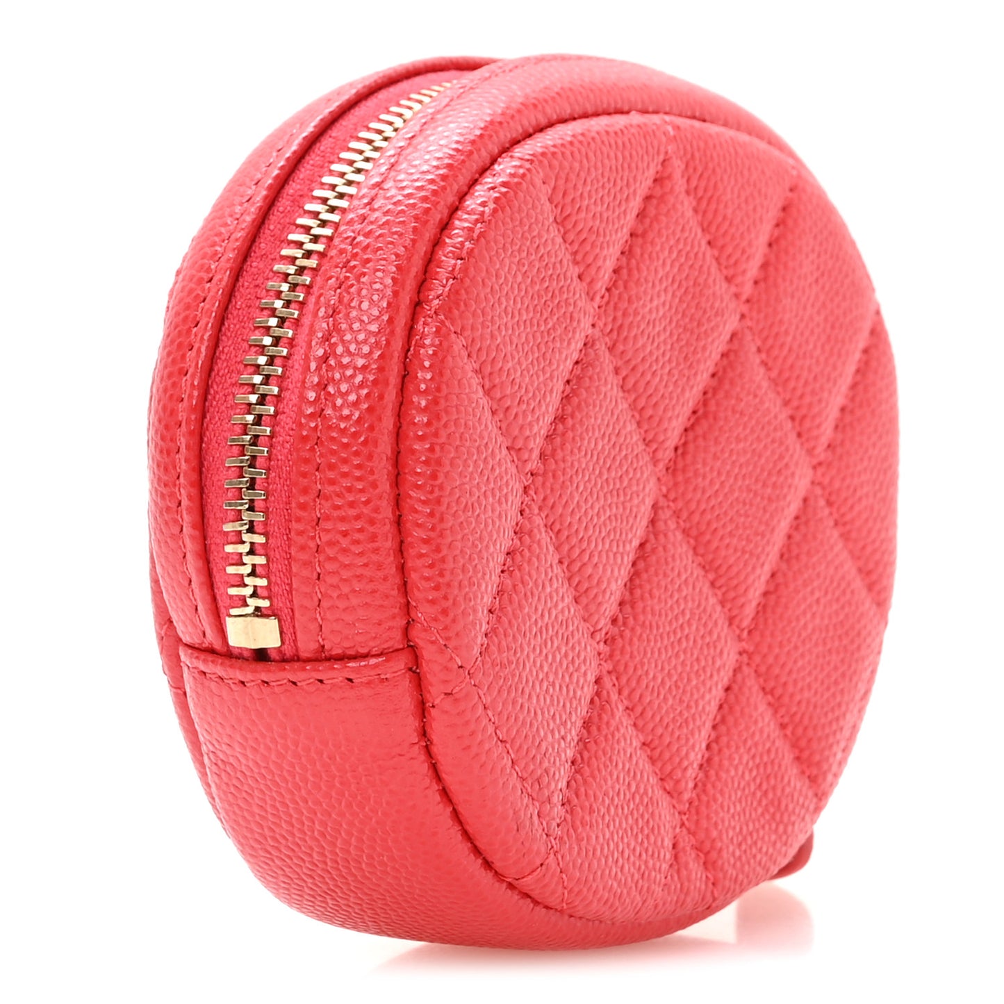 Caviar Quilted Zip Around Classic Coin Purse Red