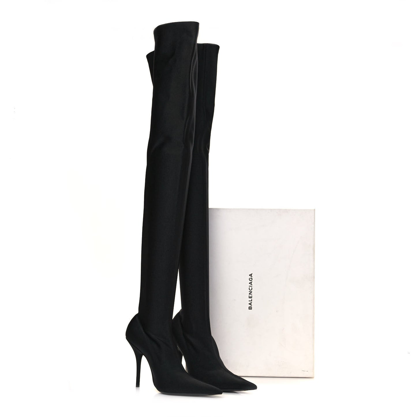 Spandex Pointed Toe Knife Thigh High Boots 38 Black