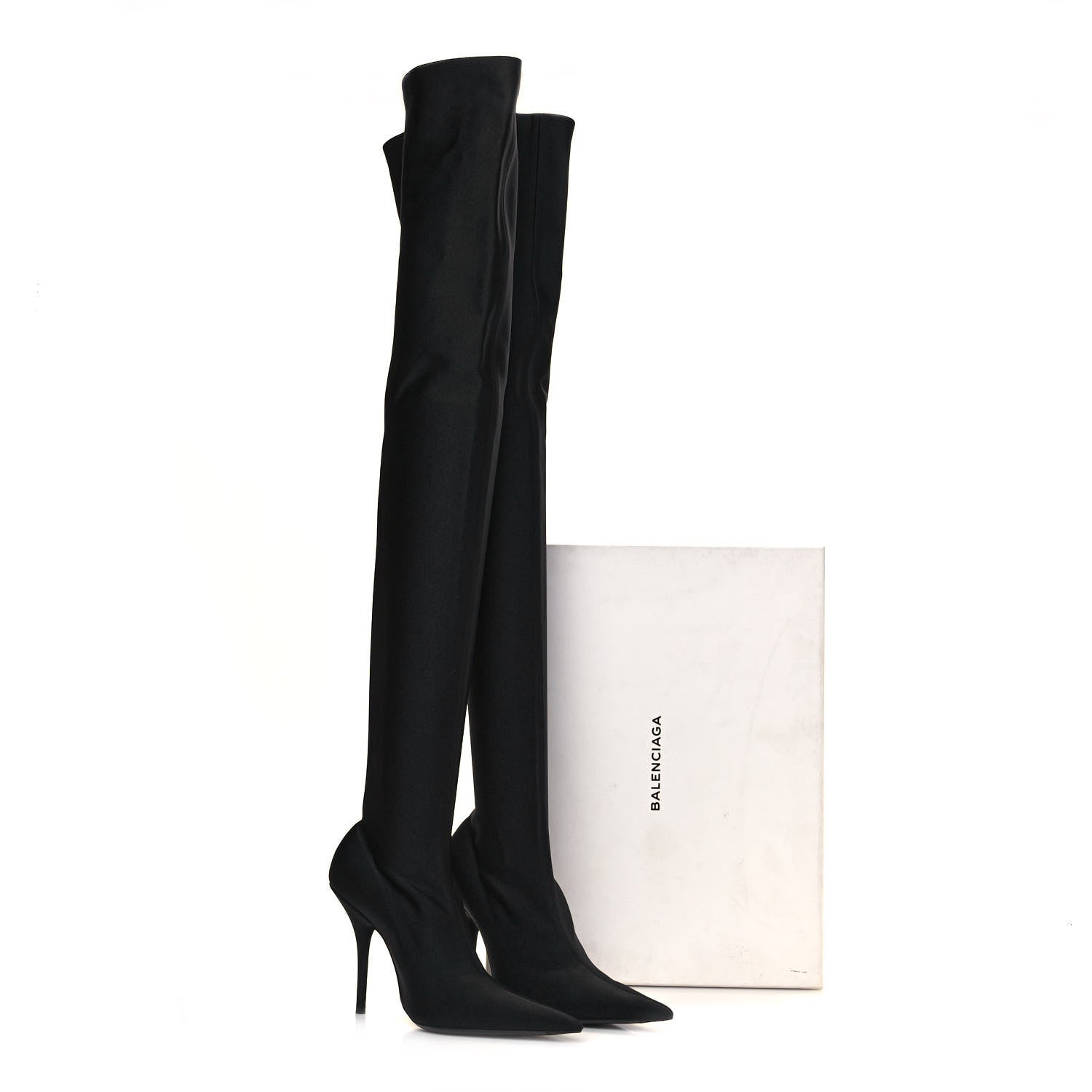 Balenciaga Spandex Pointed Toe Knife Thigh High Boots 38 Black 7 of 7