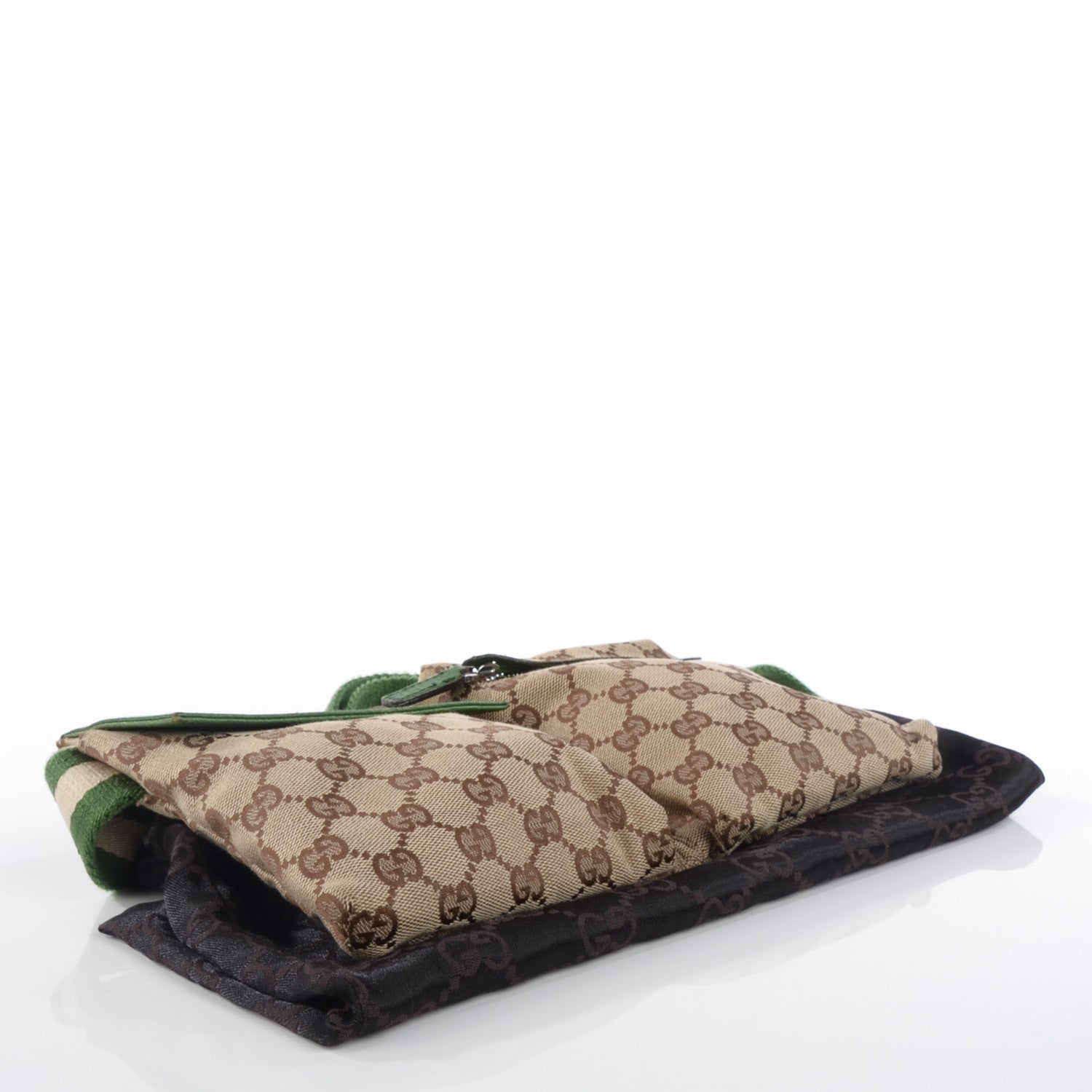 Gucci GG Monogram Web Double Pocket Belt Bag Green 4 of 7