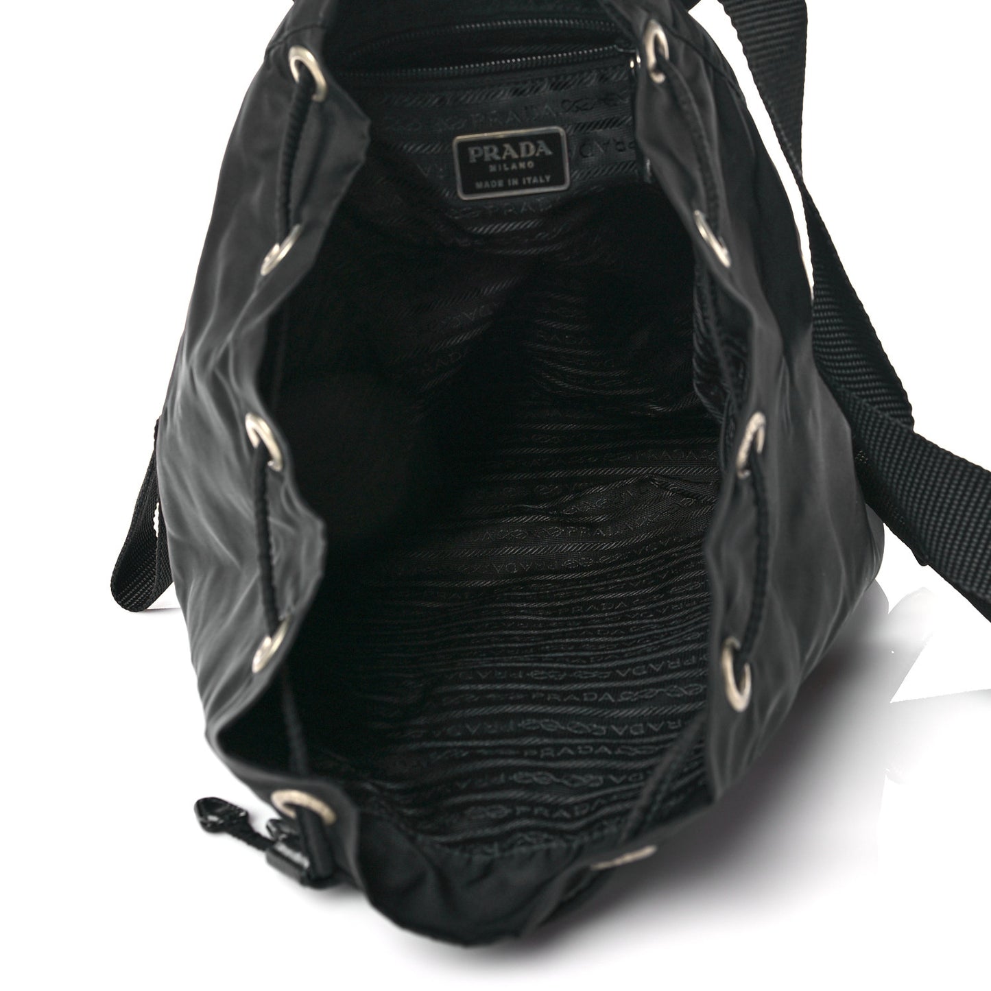 Nylon Vela Medium Cinch Backpack Black