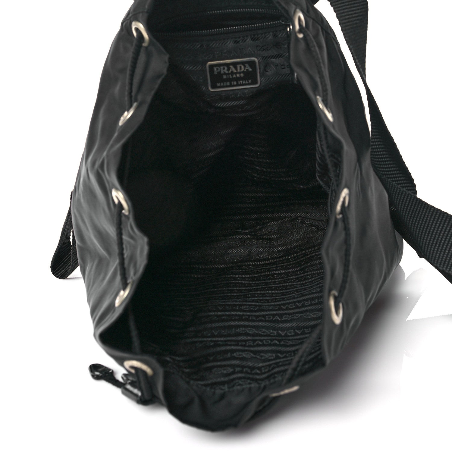 Prada Nylon Vela Medium Cinch Backpack Black 5 of 11