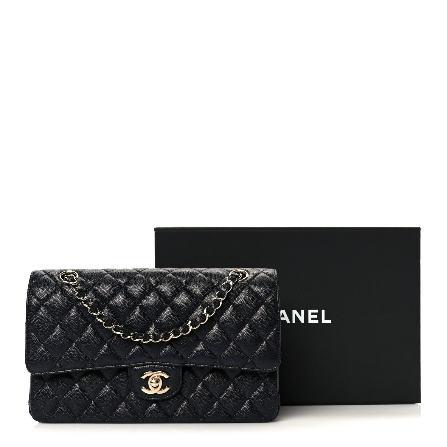 Chanel Caviar Quilted Medium Double Flap Navy 12 of 12