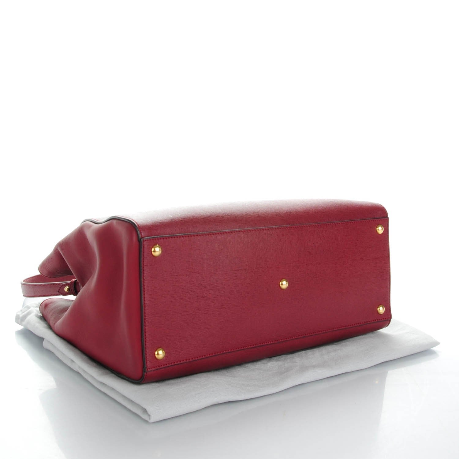 Fendi Vitello Elite Regular 2Jours Tote Rosso Scuro Ciliegia 4 of 7