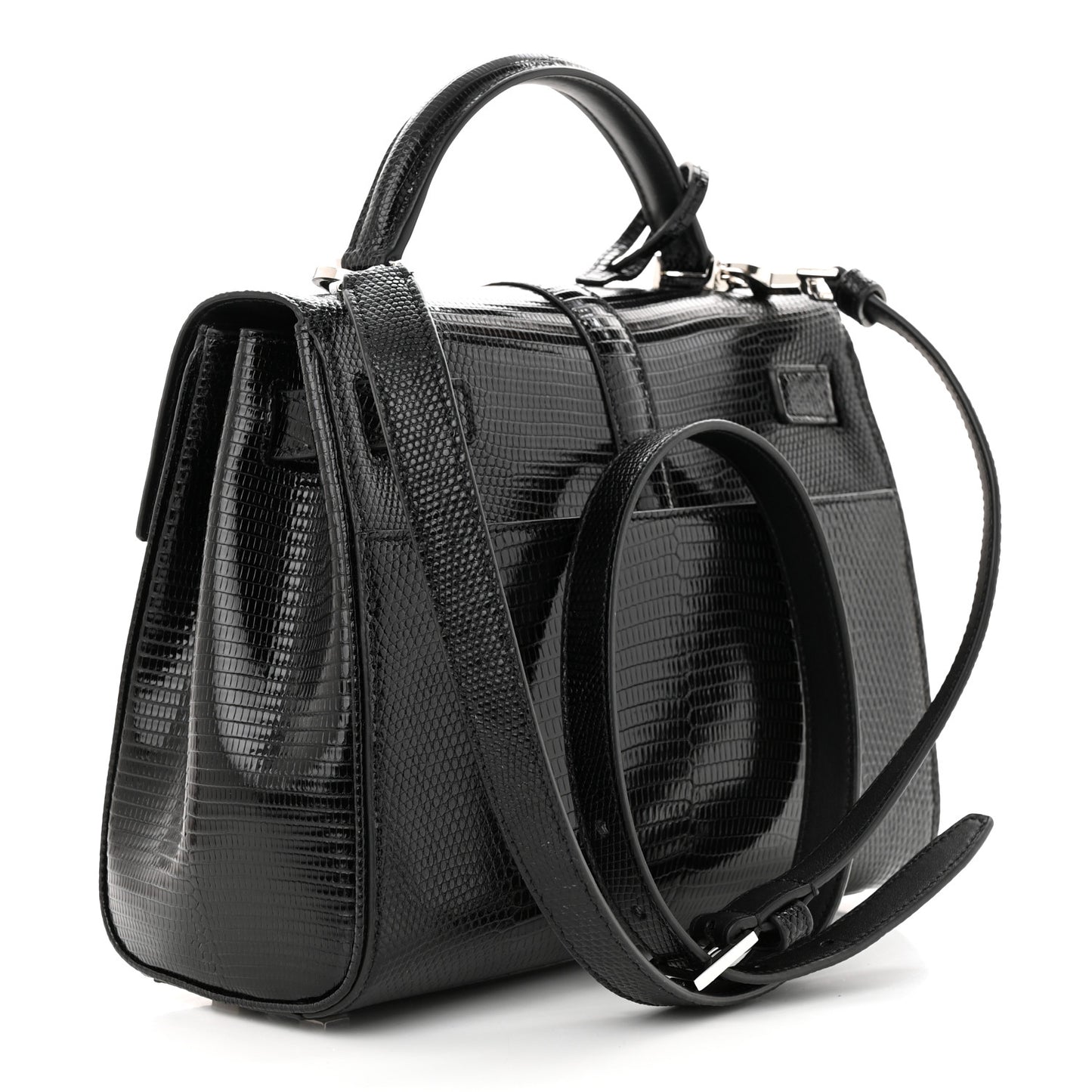 Lizard Le Fermoir Top Handle Bag Small Black