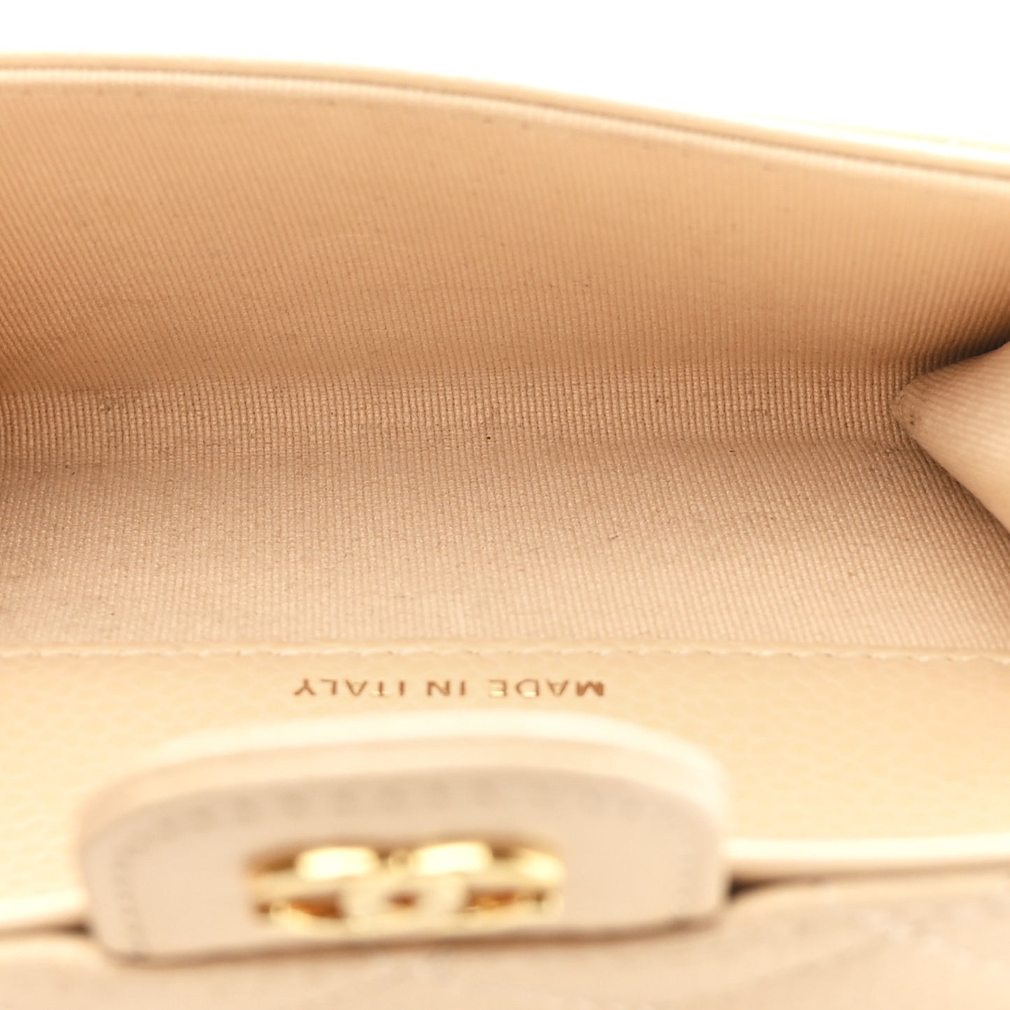 Caviar Quilted Flap Card Holder Wallet Beige