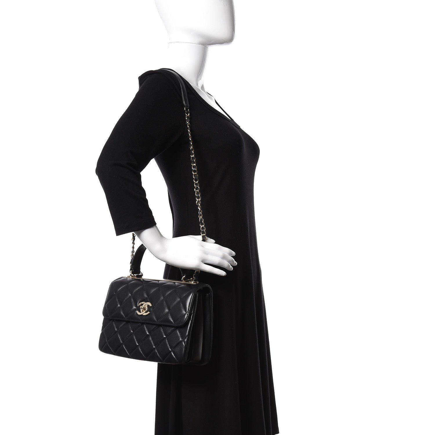 Chanel Lambskin Quilted Small Trendy CC Dual Handle Flap Bag Black 2 of 10
