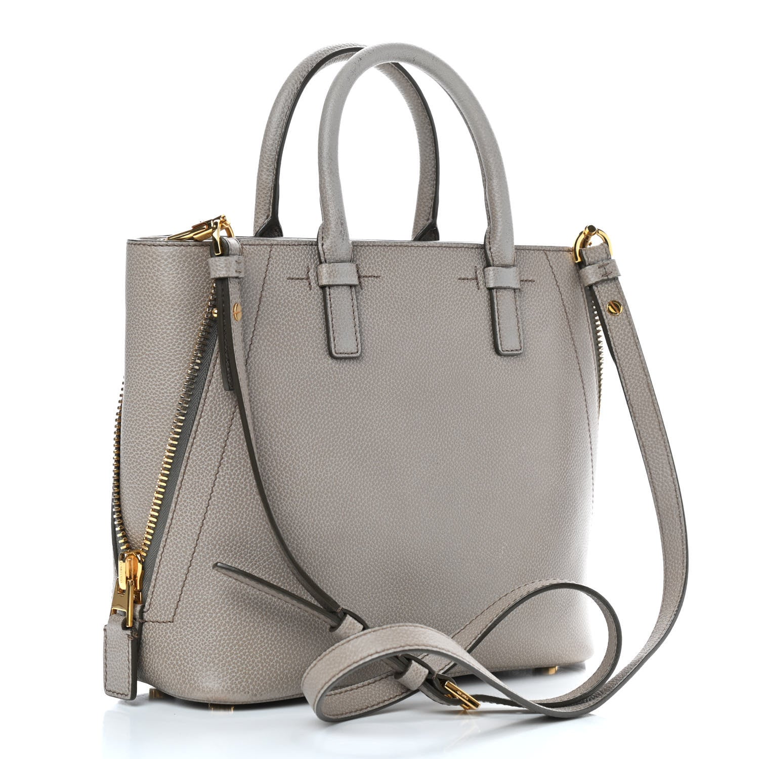 Tom Ford Pebbled Calfskin Jennifer Zip Tote Grey 2 of 10