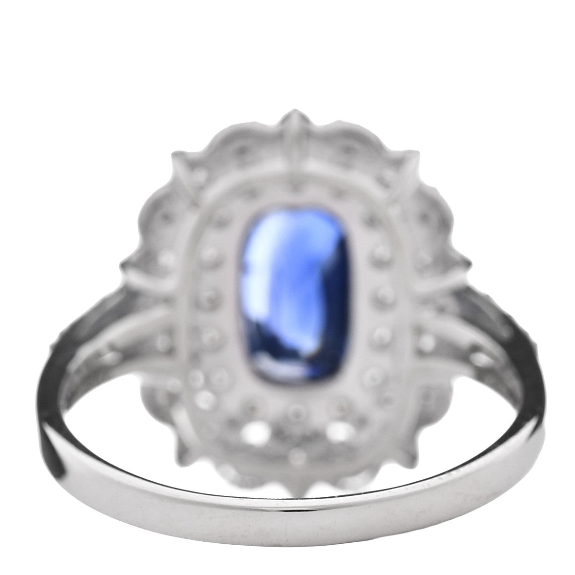 Platinum Diamond Blue Sapphire .61ctw Double Halo Ring 53 6.25