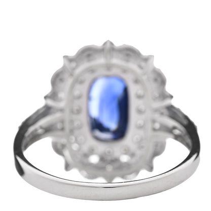Parker & West by FASHIONPHILE Platinum Diamond Blue Sapphire .61ctw Double Halo Ring 53 6.25 3 of 6