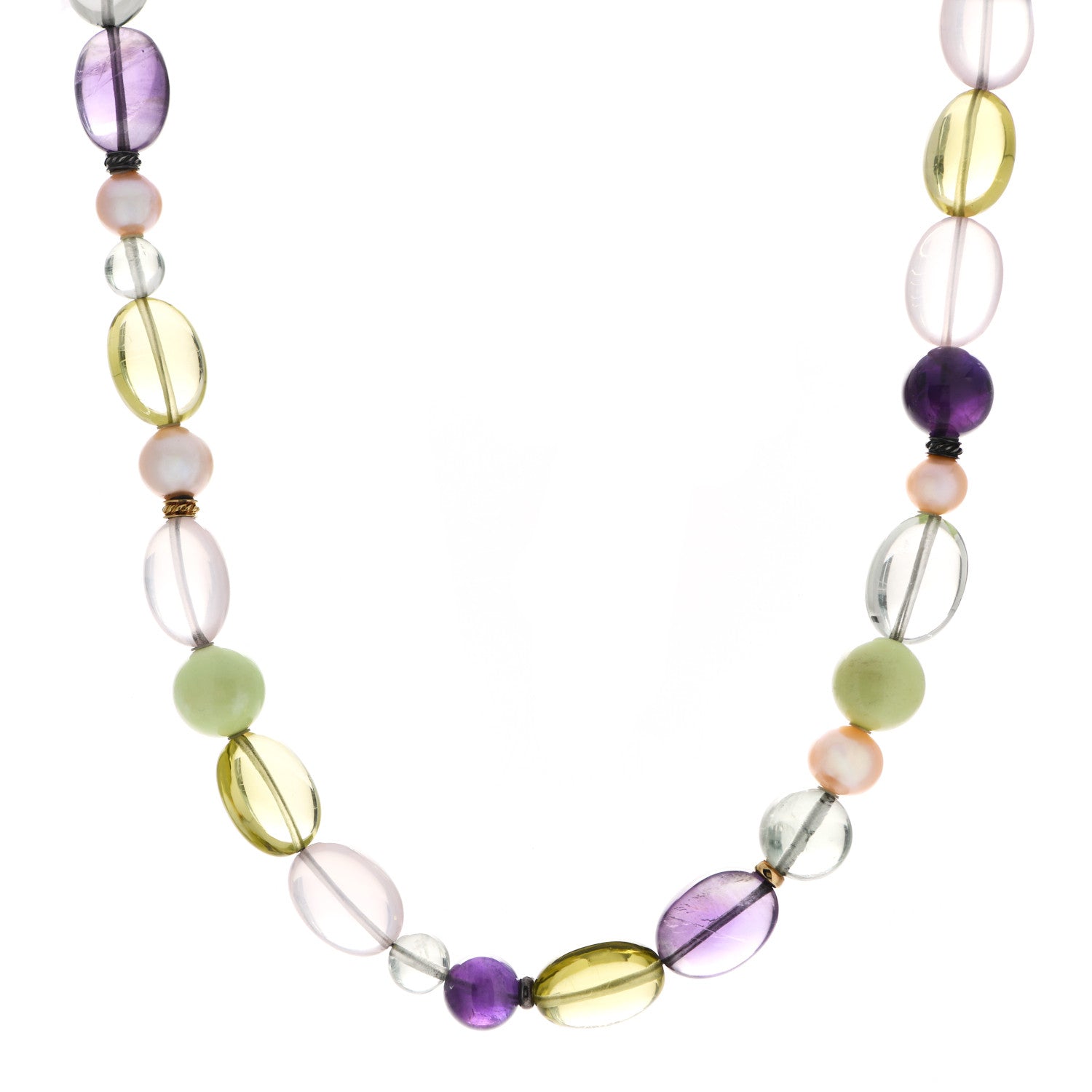 David Yurman Sterling Silver 18K Yellow Gold Diamond Multi Gemstone Quatrefoil Necklace 1 of 4