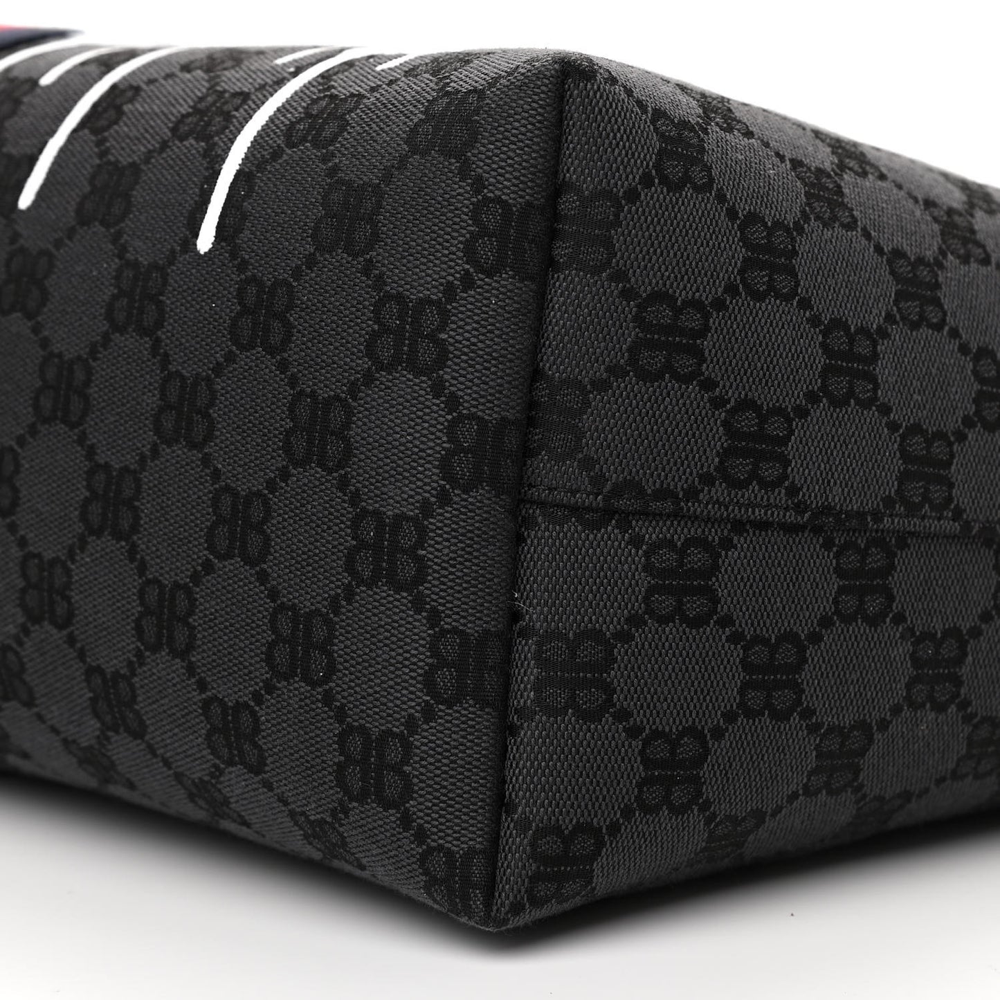 X BALENCIAGA BB Monogram Web Graffiti Medium Ophidia Shopping Tote Black