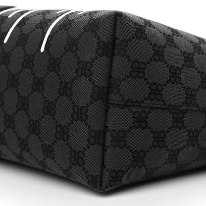 Gucci X BALENCIAGA BB Monogram Web Graffiti Medium Ophidia Shopping Tote Black 9 of 11