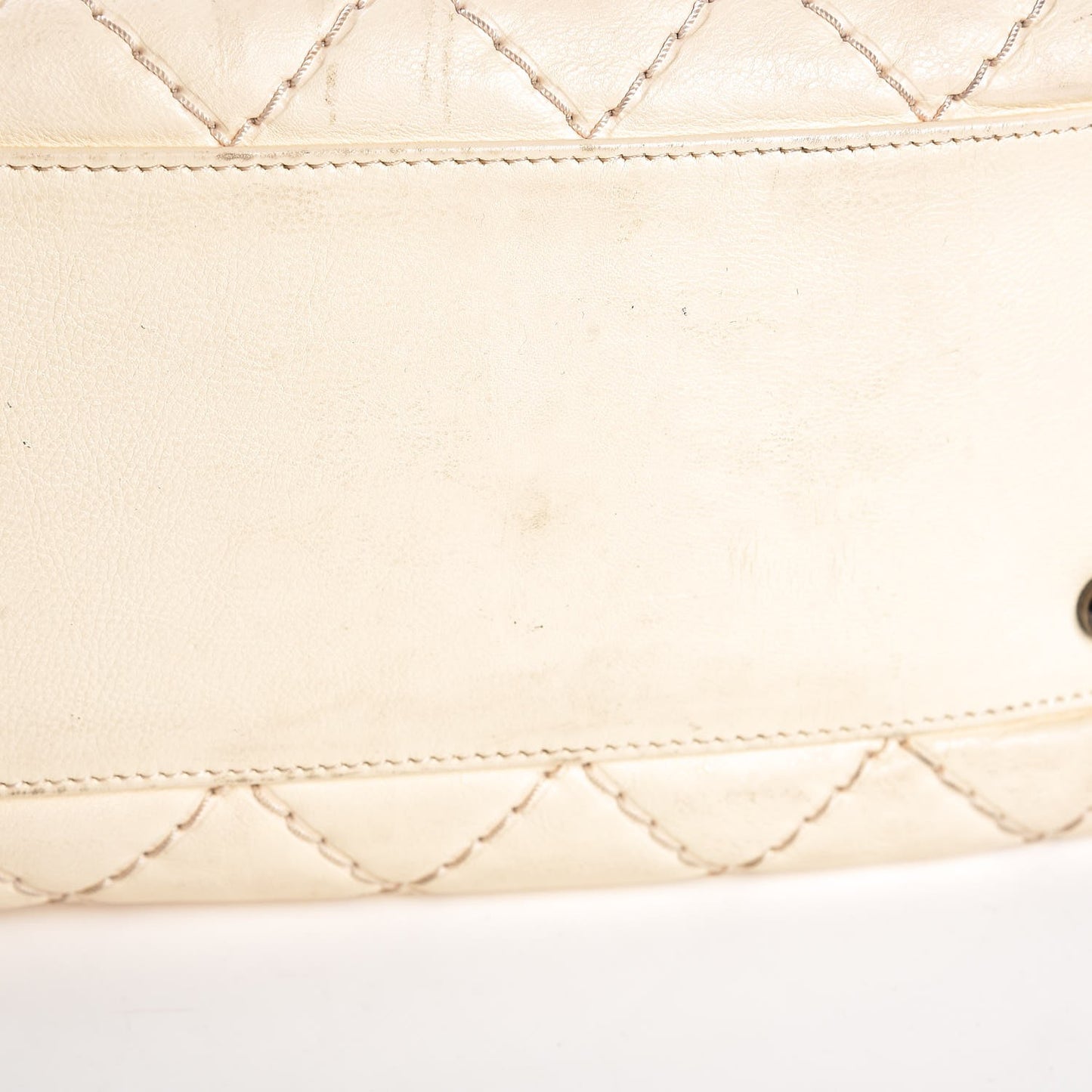 Calfskin Diamond Stitch It Bowling Bag Off White